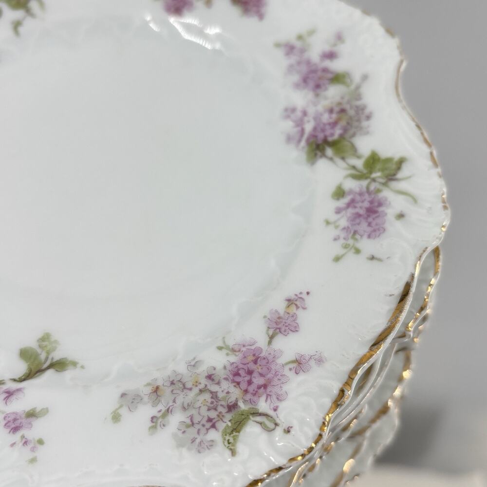 Antique Hermann Ohme Silesia Porcelain Plates Lot 8 Floral Gilt Mismatched Set - Picture 16 of 16